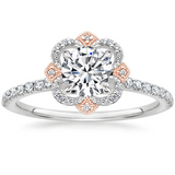 Vintage Round Cut Moissanite Halo Engagement Ring, Available in White Gold or Platinum
