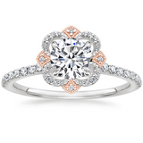 Lab-Diamond, Vintage Round Cut Moissanite Halo Engagement Ring, Choose Your Stone Size and Metal