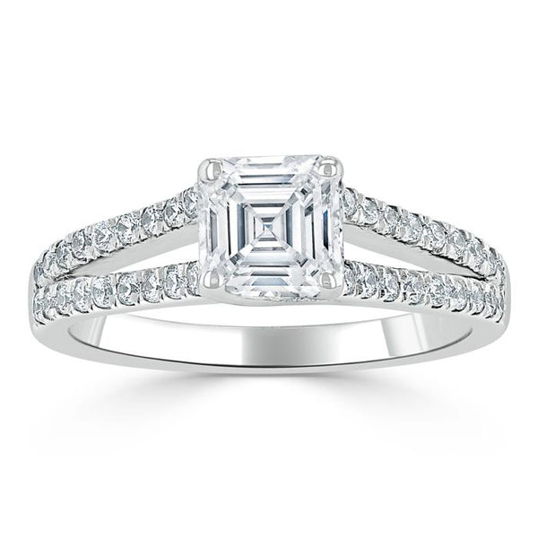 Lab-Diamond Asscher Cut Engagement Ring, Classic Style, Choose Your Stone Size and Metal