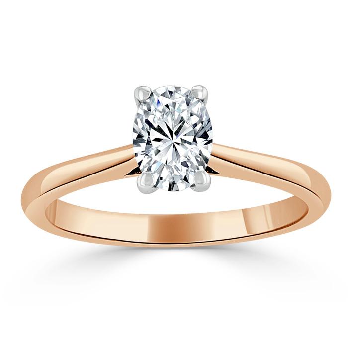 0.75ct  Oval Cut Moissanite Engagement Ring, Classic Design,  Available in White Gold, Platinum, Rose Gold or Yellow Gold