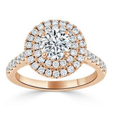 1.25ct  Round Cut Moissanite Double Halo Engagement Ring, Tiffany Style,  Available in White Gold, Platinum, Rose Gold or Yellow Gold