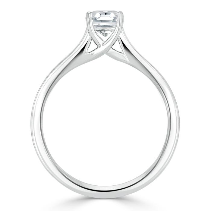 0.75ct Asscher Cut Moissanite Engagement Ring, Classic Style,  Available in White Gold, Platinum, Rose Gold or Yellow Gold
