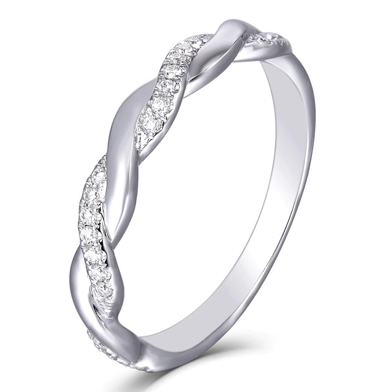 0.45ct Wedding Ring, Moissanite Wedding Band, Twist Design, Available in White Gold or Platinum