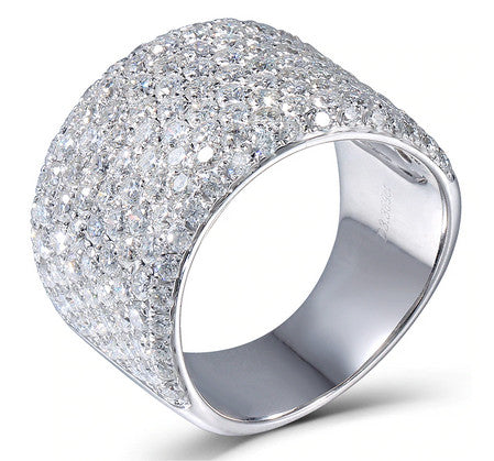 3.30ct White Gold Pave Set Luxury Ring, Moissanite Band, 14Kt 585 White Gold