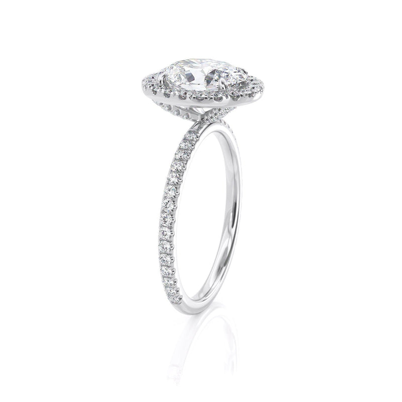 2.00ct Oval Cut Moissanite, Classic Halo Engagement Ring, Available in White Gold or Platinum