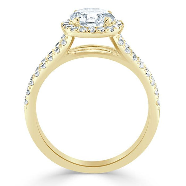 Lab-Diamond, Round Cut Halo Engagement Ring, Tiffany Style, Choose Your Stone Size and Metal