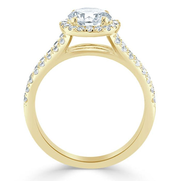 1.50ct  Round Cut Moissanite  Halo Engagement Ring, Tiffany Style,  Available in White Gold, Platinum, Rose Gold or Yellow Gold