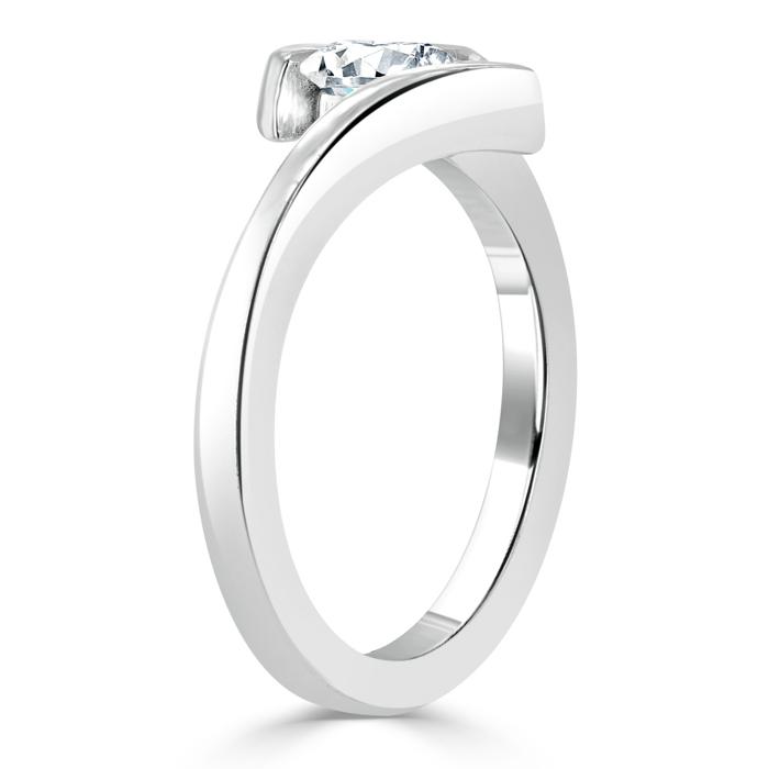 1.00ct  Oval Cut Moissanite Engagement Ring, Twist Design,  Available in White Gold, Platinum, Rose Gold or Yellow Gold