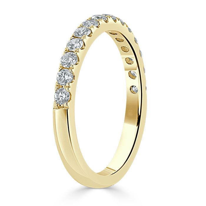 0.70ct Moissanite Wedding Band, Delicate Half Eternity Ring, 2.25mm Wide,  Available in White Gold or Platinum