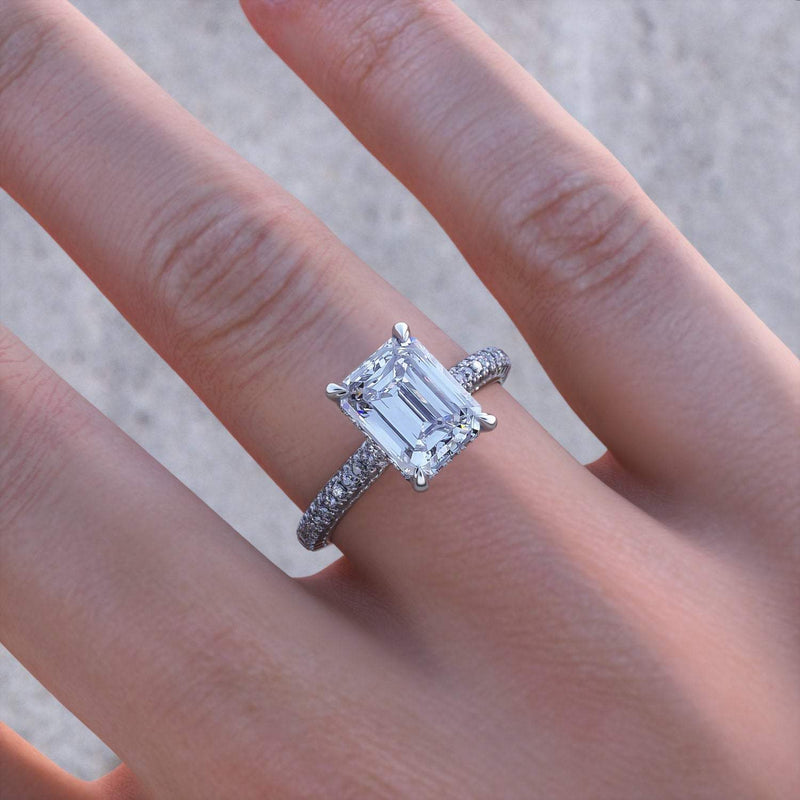 2.50ct Emerald Cut Moissanite, Classic Engagement Ring, Available in White Gold or Platinum