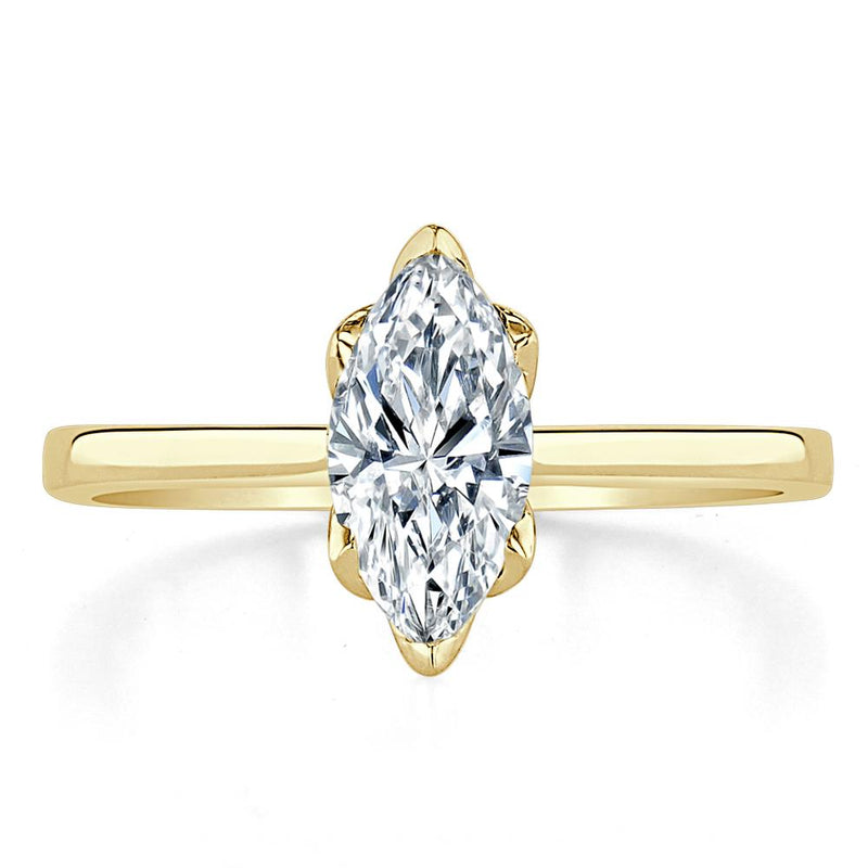 Lab-Diamond Marquise Cut Engagement Ring, Classic Design, Choose Your Stone Size and Metal