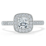 1.40ct  Cushion Cut Moissanite Halo Engagement Ring, Tiffany Style,  Available in White Gold, Platinum, Rose Gold or Yellow Gold