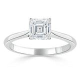 1.00ct Asscher Cut Moissanite Engagement Ring, Classic Style,  Available in White Gold, Platinum, Rose Gold or Yellow Gold