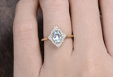 1.00ct Aqua Marine Oval Cut Engagement Ring, Vintage Art Deco Design, Choose Your Metal