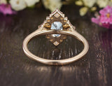 1.00ct Aqua Marine Oval Cut Engagement Ring, Vintage Art Deco Design, Choose Your Metal