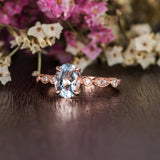 1.25ct Aqua Marine Oval Cut Engagement Ring, Vintage Design, Choose Your Metal