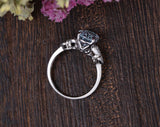 2.00ct Aqua Marine Oval Cut Engagement Ring, Vintage Design, Choose Your Metal