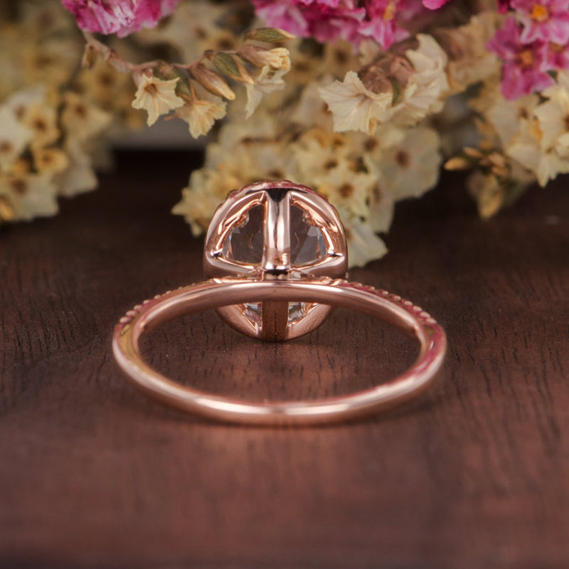 2.00ct Aqua Marine Oval Cut Halo Engagement Ring, Vintage Design, Choose Your Metal