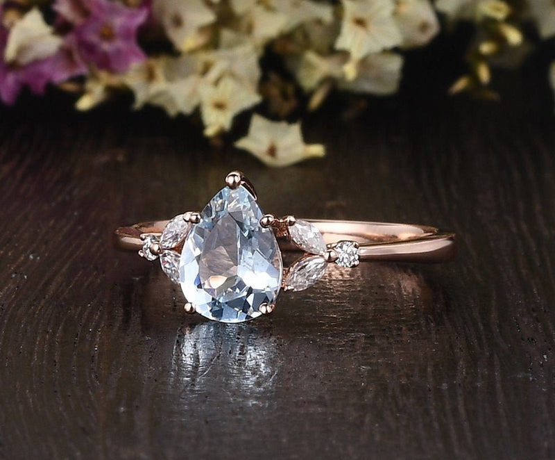Teardrop discount aquamarine ring