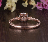 Round Cut Moissanite Engagement Ring, Unique Vintage Design, Choose Your Stone Size & Metal