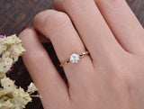 Round Cut Moissanite Engagement Ring, Unique Vintage Design, Choose Your Stone Size & Metal