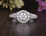 Round Cut Moissanite Cluster Engagement Ring, Vintage Design, Choose Your Metal