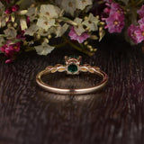 0.50ct Round Lab Grown Emerald Engagement Ring, Vintage Design, Choose Your Metal