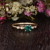 0.50ct Round Lab Grown Emerald Engagement Ring, Vintage Design, Choose Your Metal