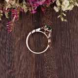 1.25ct Pear Cut Lab Grown Emerald Engagement Ring, Vintage Design, Choose Your Metal