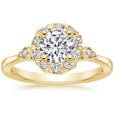 Lab-Diamond, Vintage Round Cut Halo Engagement Ring, Choose Your Stone Size and Metal