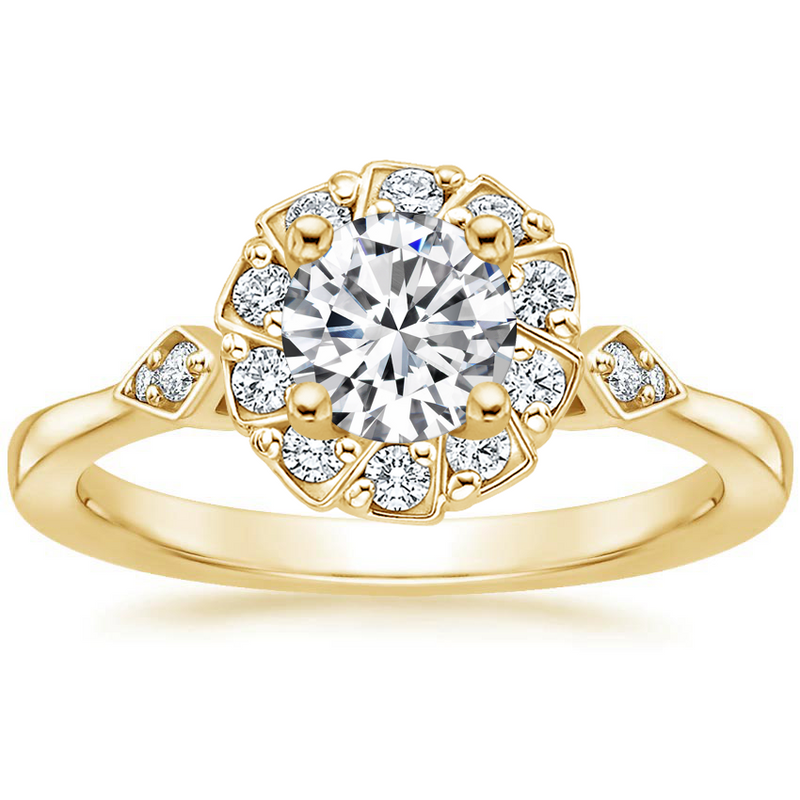 Lab-Diamond, Vintage Round Cut Halo Engagement Ring, Choose Your Stone Size and Metal