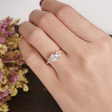 Round Cut Moissanite Engagement Ring, Unique Art Deco Design, Choose Your Stone Size & Metal