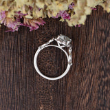 Round Cut Moissanite Engagement Ring, Art Deco Halo Design, Choose Your Stone Size & Metal