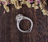 Round Cut Moissanite Engagement Ring, Unique Vintage Halo Design, Choose Your Stone Size & Metal