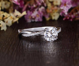 Round Cut Moissanite Engagement Ring, Vintage Twist Design, Choose Your Stone Size & Metal