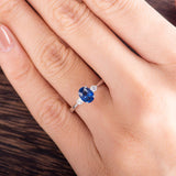 0.75ct Lab Created Blue Sapphire Engagement Ring, Vintage Design, Available In All Metal Types