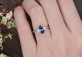 1.25ct Lab Created Blue Sapphire Ring, Art Deco Vintage Design, Pear Cut, Available In All Metal Types