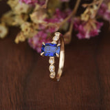 1.25ct Lab Created Blue Sapphire Engagement Ring, Art Deco Vintage Design, Cushion Cut, Available In All Metal Types