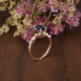 1.25ct Lab Created Blue Sapphire Engagement Ring, Art Deco Vintage Design, Cushion Cut, Available In All Metal Types