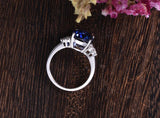 4.00ct Lab Created Blue Sapphire Ring, Art Deco Vintage Design, Oval Cut, Available In All Metal Types