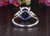4.00ct Lab Created Blue Sapphire Ring, Art Deco Vintage Design, Oval Cut, Available In All Metal Types