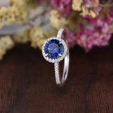 1.25ct Lab Created Blue Sapphire Halo Engagement Ring, Vintage Design, Available In All Metal Types