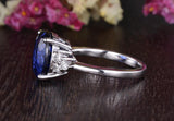 4.00ct Lab Created Blue Sapphire Ring, Art Deco Vintage Design, Oval Cut, Available In All Metal Types