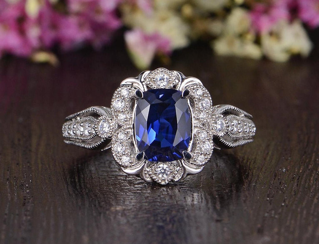 Art deco store sapphire engagement rings