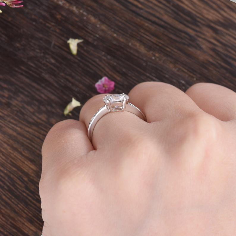 Oval Cut Moissanite Engagement Ring, Unique Vintage Design, Choose Your Stone Size & Metal