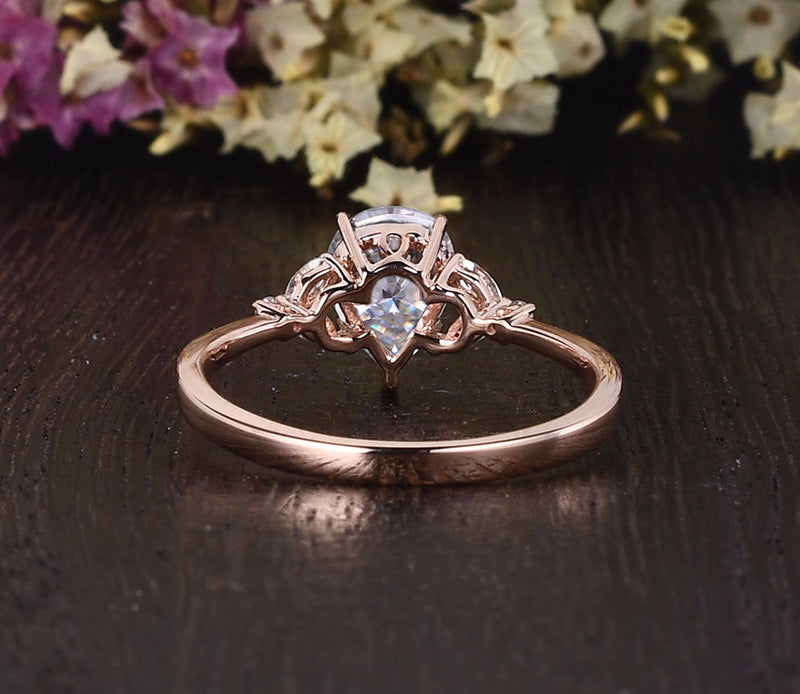 Pear Cut Moissanite Engagement Ring, Vintage Design, Choose Your Stone Size & Metal