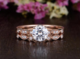 1.30ct Moissanite Ring Set, Round Cut, Colour F, Clarity VVS, Available in a Choice of Metals, Centre Stone 1.00ct