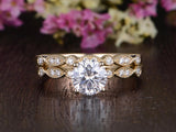 1.30ct Moissanite Ring Set, Round Cut, Colour F, Clarity VVS, Available in a Choice of Metals, Centre Stone 1.00ct