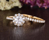 1.80ct Round Brilliant Cut Moissanite Engagement Ring Set, Available in All Metals, 1.00ct Main Stone