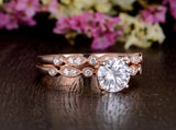 1.30ct Moissanite Ring Set, Round Cut, Colour F, Clarity VVS, Available in a Choice of Metals, Centre Stone 1.00ct